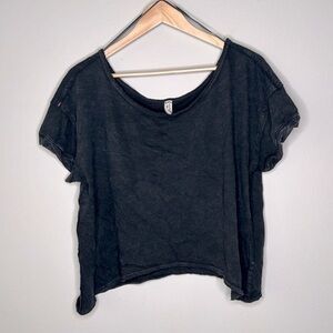 Free People Intimately NWOT Oversize Cropped Short Sleeve Tee in Black Size XS